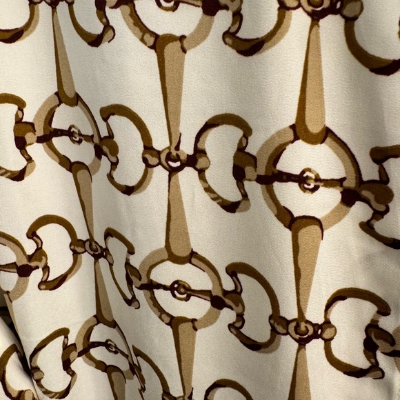 EUC B.R. Equestrian shirt dress; white w/ gold/brown bridle detail; size XL - Picture 5 of 6